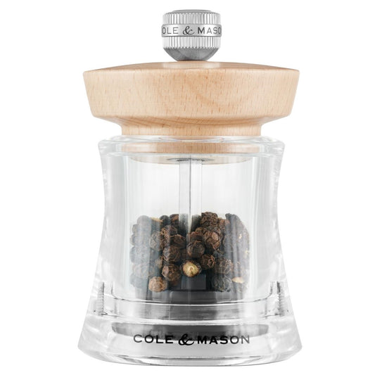 Cole & Mason Holbron Pepper Mill  Natural Beachwood & Acrylic 95mm • PAS-JC334