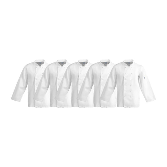 Whites Vegas Unisex Chefs Jacket Long Sleeve White XS (5 Pack) • PAS-JC415
