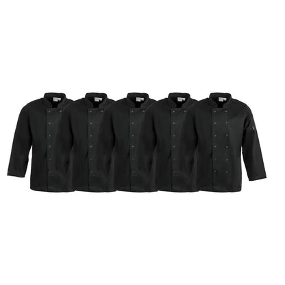 Whites Vegas Unisex Chefs Jacket Long Sleeve Black XS (5 Pack) • PAS-JC417