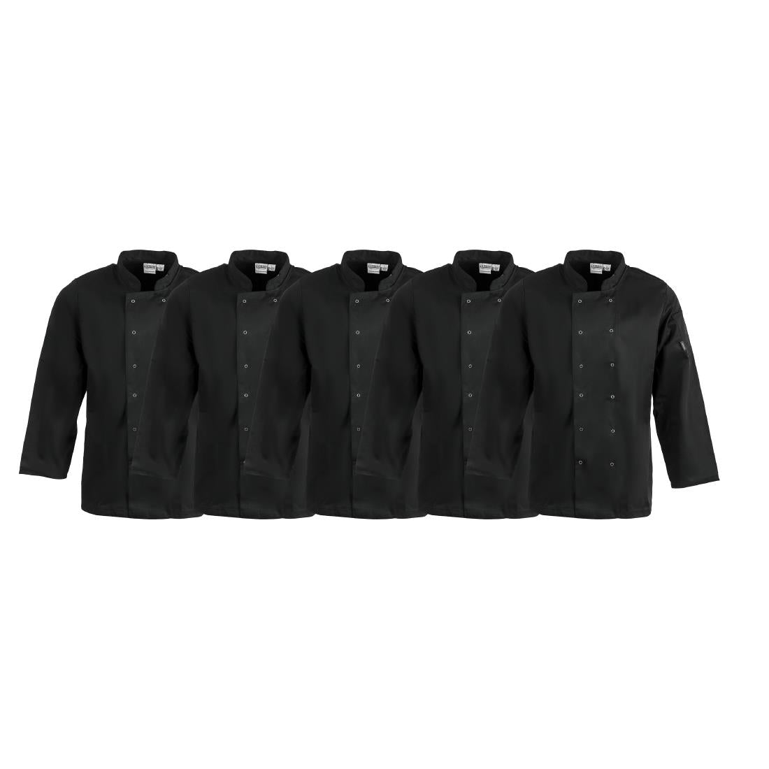 Whites Vegas Unisex Chefs Jacket Long Sleeve Black M (5 Pack) • PAS-JC418