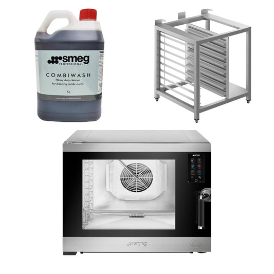 SMEG SPO5Ltr2SDL 1/1GN 5-Tray Galileo Combi Oven LH Hinge, Stand & Cleaner • PAS-JC474