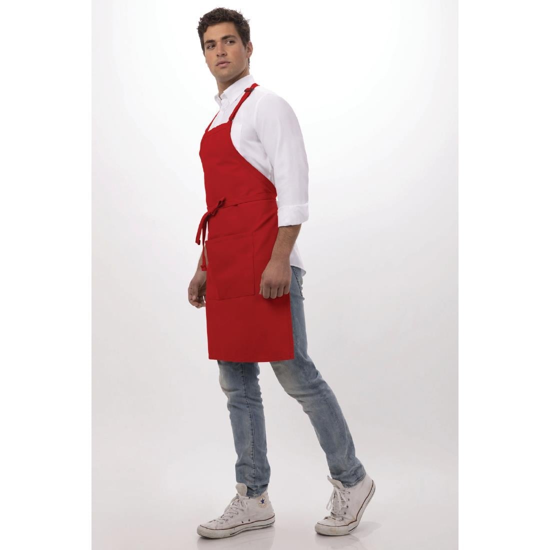 Chef Works Butcher Bib Apron Red • PAS-JC486