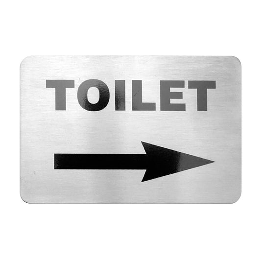 Trenton Toilet Right Arrow Wall Sign Stainless Steel (Stainless Steel. Adhesive back. 120x80mm) • PAS-JD677
