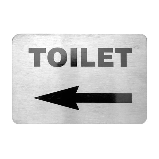 Trenton Toilet Left Arrow Wall Sign Stainless Steel (Stainless Steel. Adhesive back. 120x80mm) • PAS-JD678