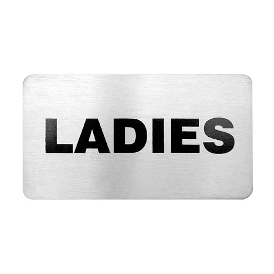 Trenton Ladies Wall Sign Stainless Steel 110x60mm (Stainless Steel. Adhesive Back. Ladies. 110x60mm) • PAS-JD679