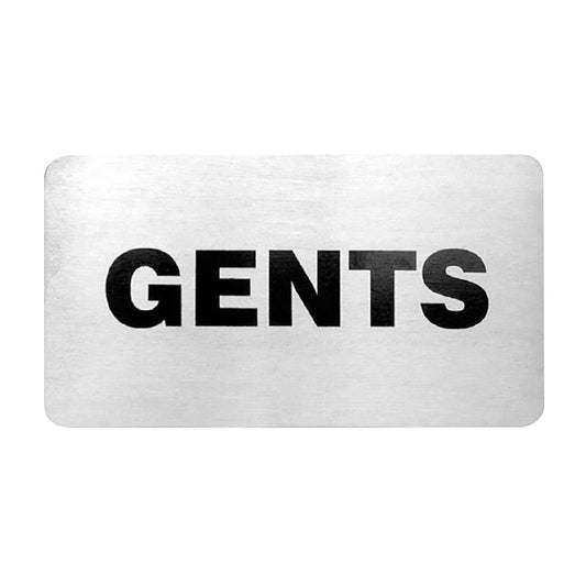 Trenton Gents Wall Sign Stainless Steel 110x60mm (Stainless Steel. Adhesive Back. Gents. 110x60mm) • PAS-JD680