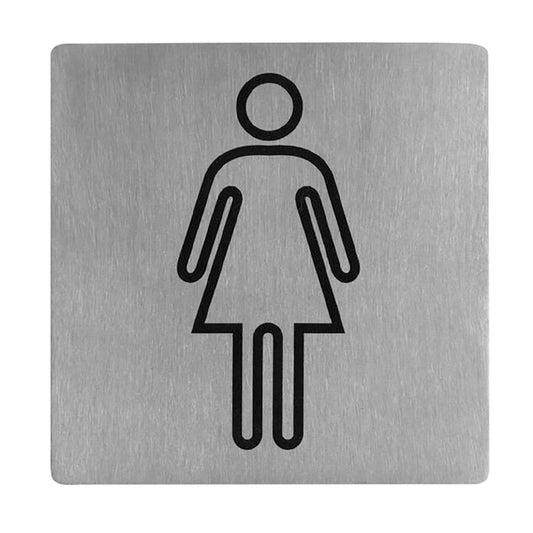 Trenton Female Symbol Wall Sign Stainless Steel 130x130mm (Stainless Steel. Adhesive Back. Female Symbol. 130x130mm) • PAS-JD683