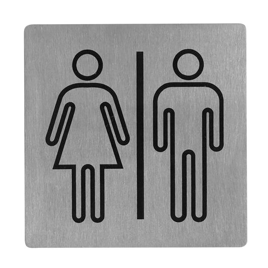Trenton Unisex Symbol Wall Sign Stainless Steel 130x130mm (Stainless Steel. Adhesive Back. Unisex Symbol. 130x130mm) • PAS-JD686