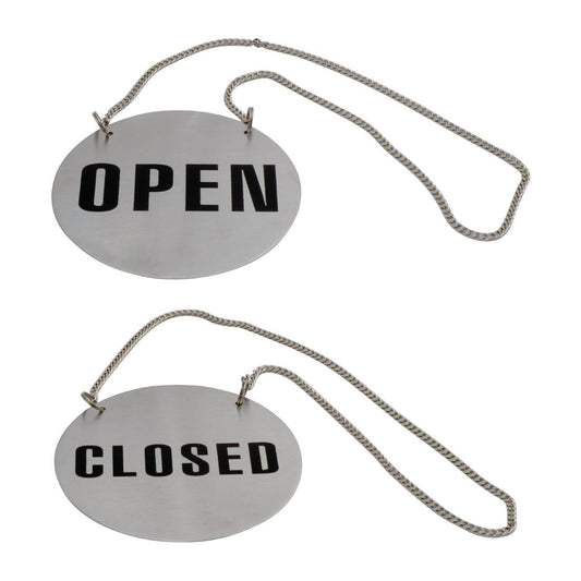 Trenton Open/Close Sign With Chain - Stainless Steel • PAS-JD690