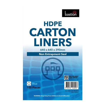 Bastion HDPE Carton Liner Blue 640x640x390mm (100 Pack) (HDPE | 640 x 640 x 390mm | Pack 100 | Blue) • PAS-JD738