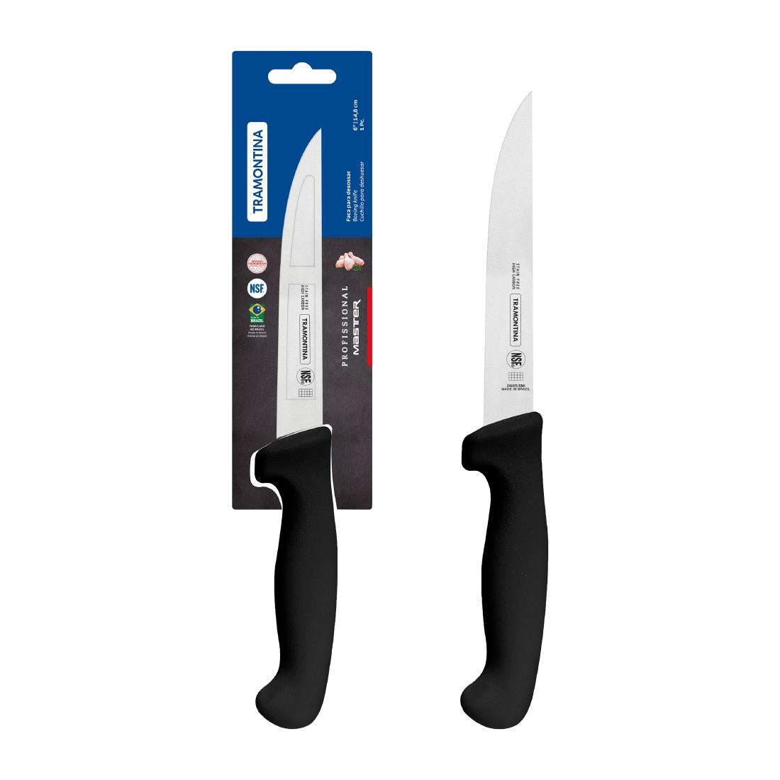 Tramontina Professional Master Black Boning Knife Straight 150mm • PAS-JD828