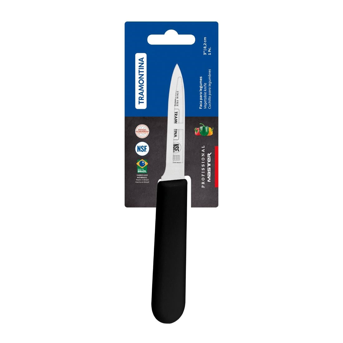 Tramontina Professional Master Black Paring Knife Straight 80mm • PAS-JD845