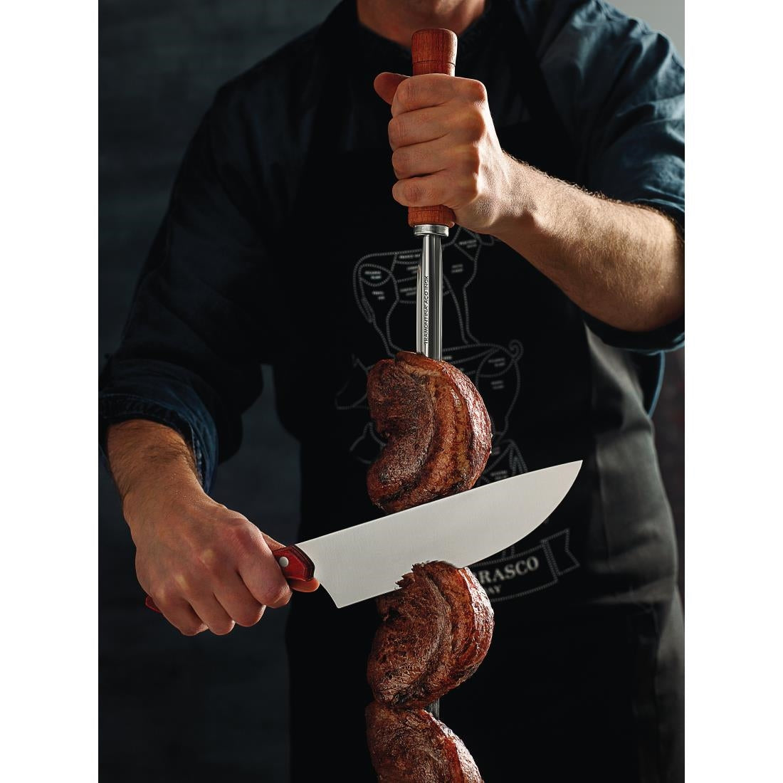 Tramontina Heavy Duty Stainless Steel Skewer Wood Handle 950mm • PAS-JD854