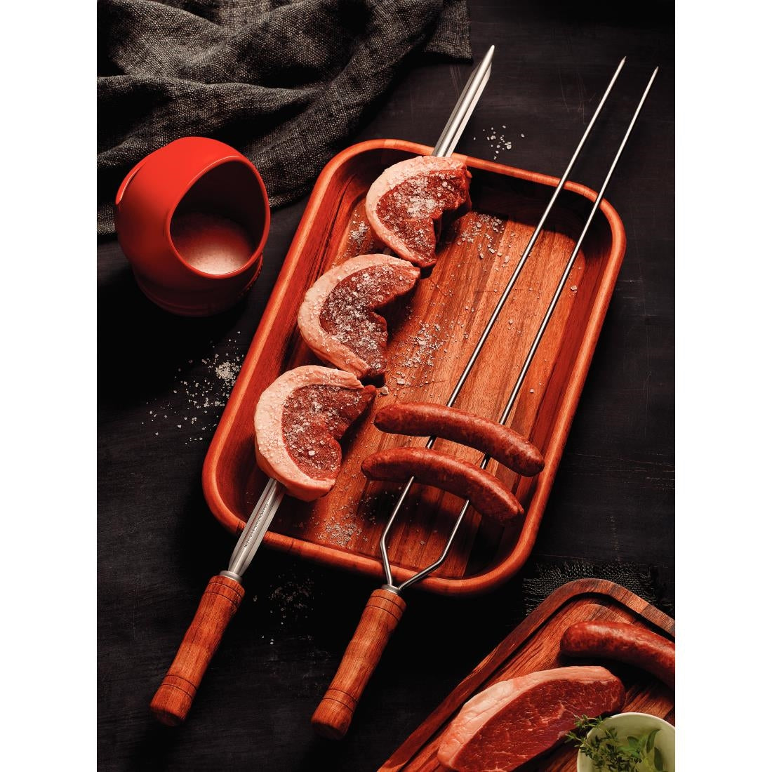 Tramontina Heavy Duty Stainless Steel Skewer Wood Handle 950mm • PAS-JD854