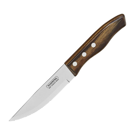 Tramontina Churrasco Steak Knife Grande 1/2 Tang Polywood Brown 120mm (12 Pack) • PAS-JD862