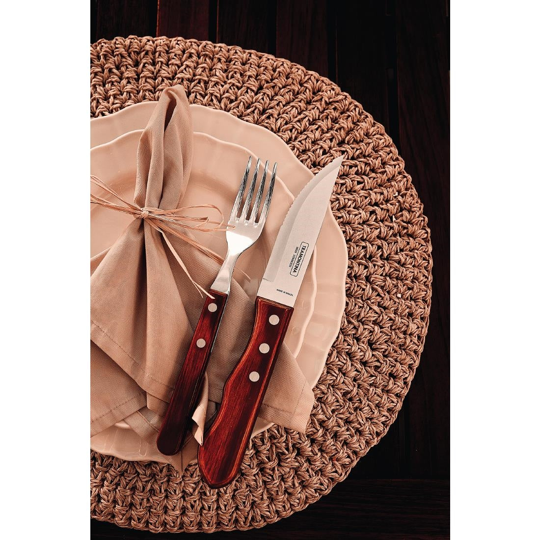 Tramontina Churrasco Steak Knife Polywood Red 120mm (12 Pack) • PAS-JD865