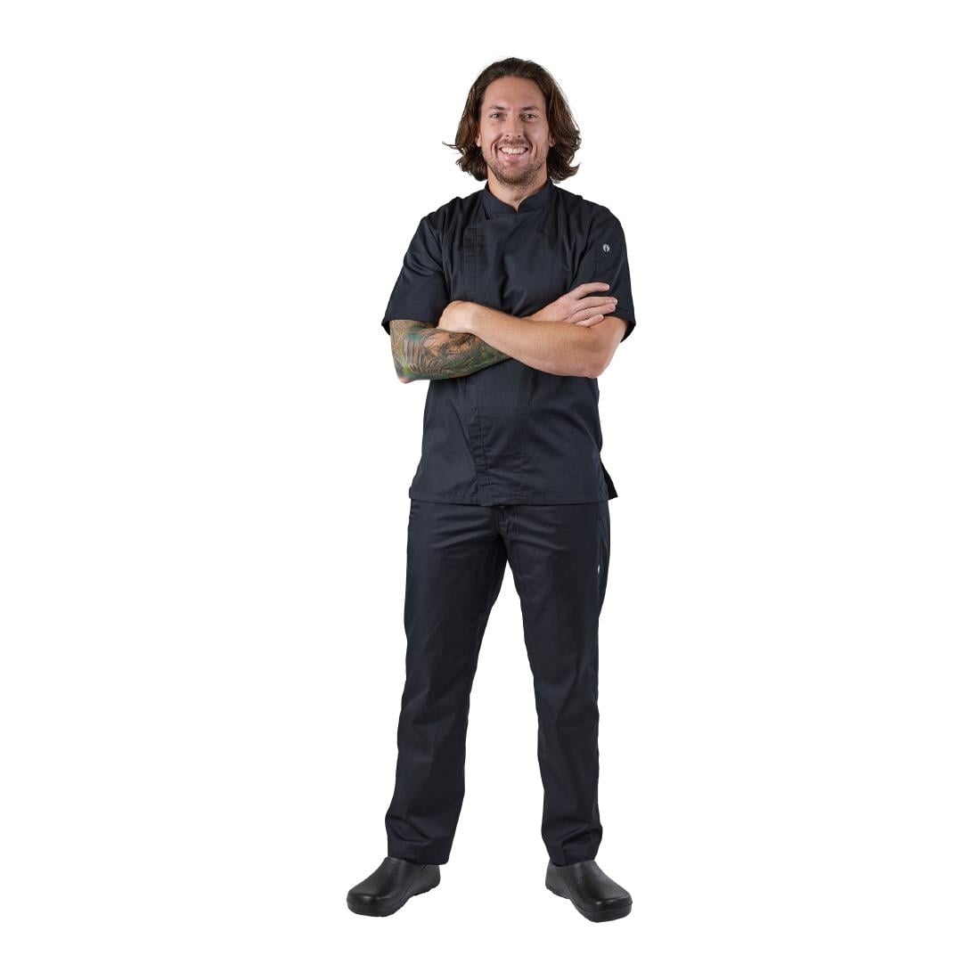 Chef Works Cannes Press Stud Chef Jacket Black L • PAS-JD927-L