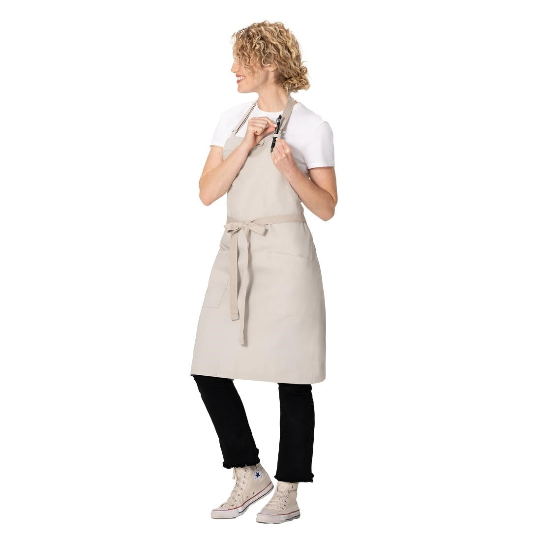 Chef Works Lockharte Bib Apron Ecru • PAS-JD932