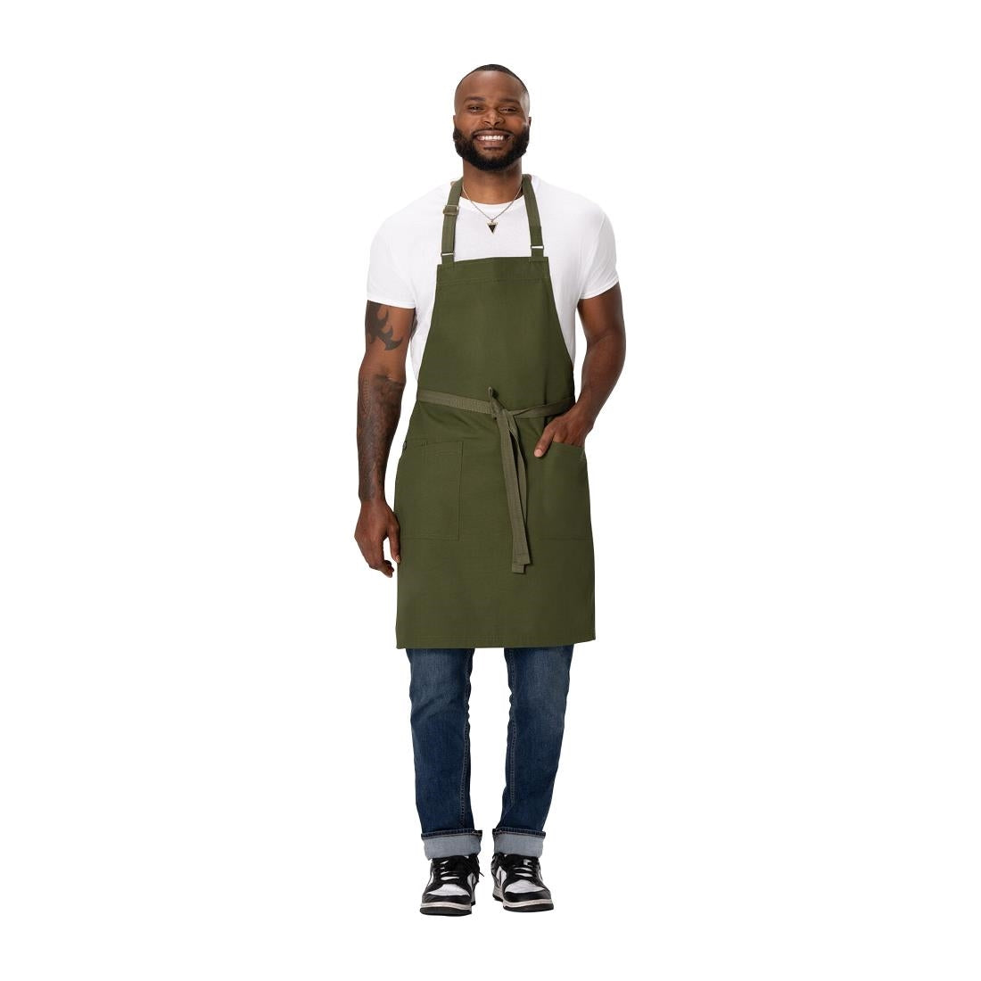Chef Works Lockharte Bib Apron Military Green • PAS-JD934