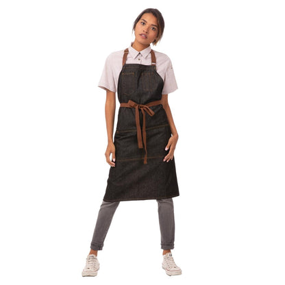 Chef Works Memphis Bib Apron Black • PAS-JD937