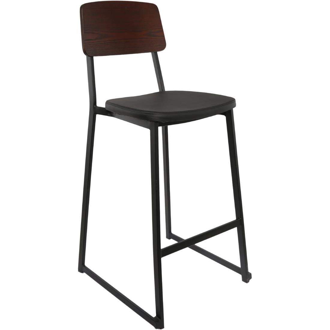 Furnlink Denver Black Vinyl/Dark Natural Barstool (2 Pack) • PAS-JD954