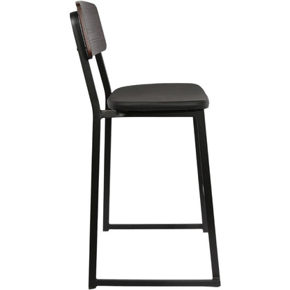 Furnlink Denver Black Vinyl/Dark Natural Barstool (2 Pack) • PAS-JD954