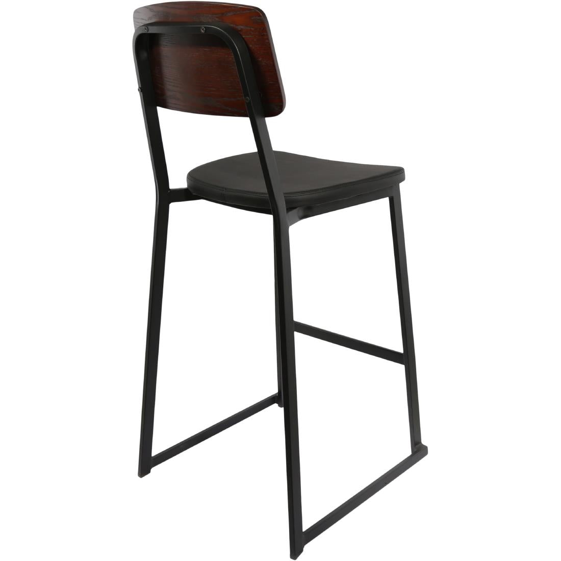 Furnlink Denver Black Vinyl/Dark Natural Barstool (2 Pack) • PAS-JD954