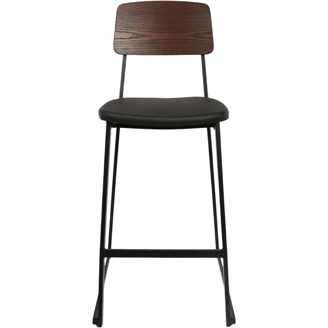 Furnlink Denver Black Vinyl/Dark Natural Barstool (2 Pack) • PAS-JD954