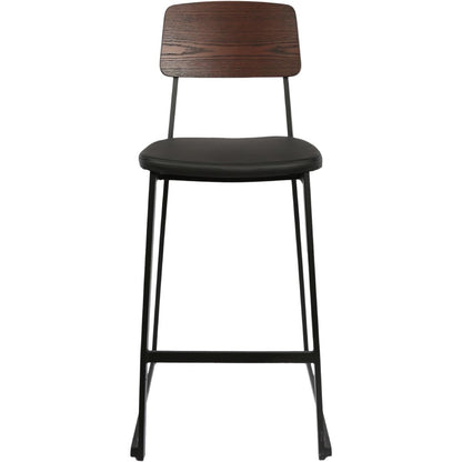 Furnlink Denver Black Vinyl/Dark Natural Barstool (2 Pack) • PAS-JD954