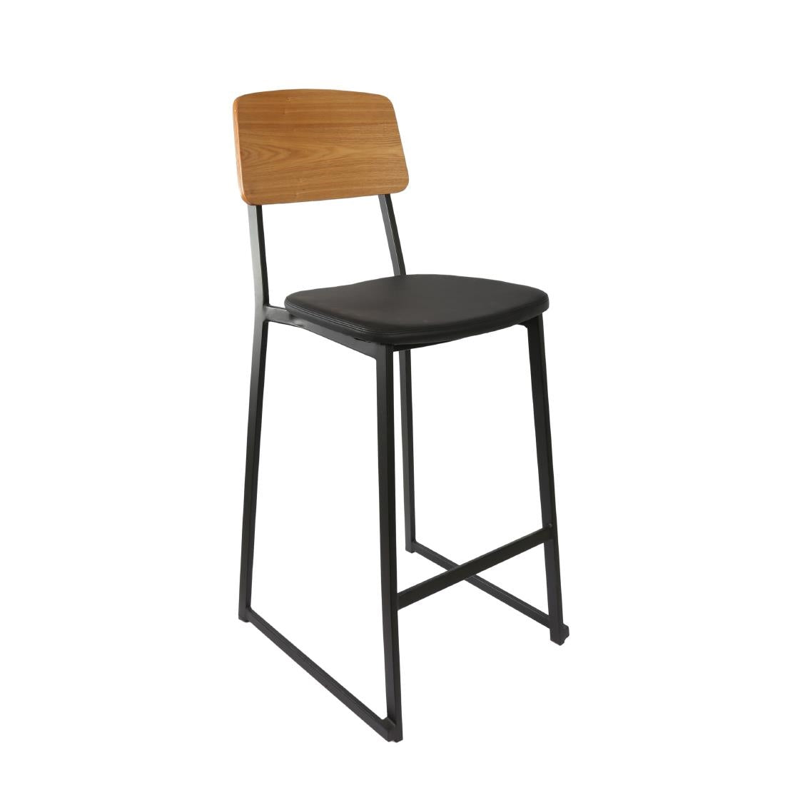 Furnlink Denver Black Vinyl/Natural Barstool (2 Pack) • PAS-JD955