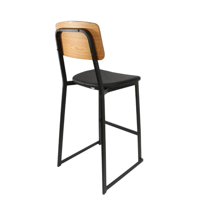 Furnlink Denver Black Vinyl/Natural Barstool (2 Pack) • PAS-JD955
