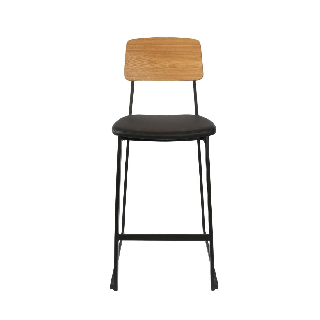 Furnlink Denver Black Vinyl/Natural Barstool (2 Pack) • PAS-JD955