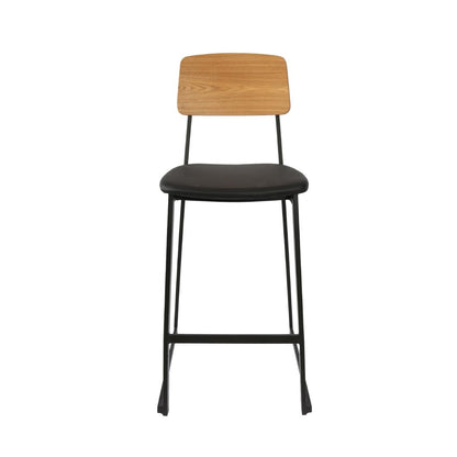 Furnlink Denver Black Vinyl/Natural Barstool (2 Pack) • PAS-JD955