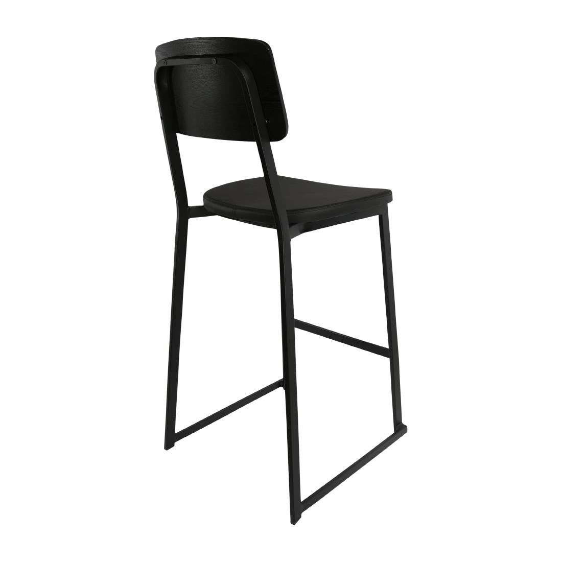 Furnlink Denver Black Vinyl/Black Barstool (2 Pack) • PAS-JD956