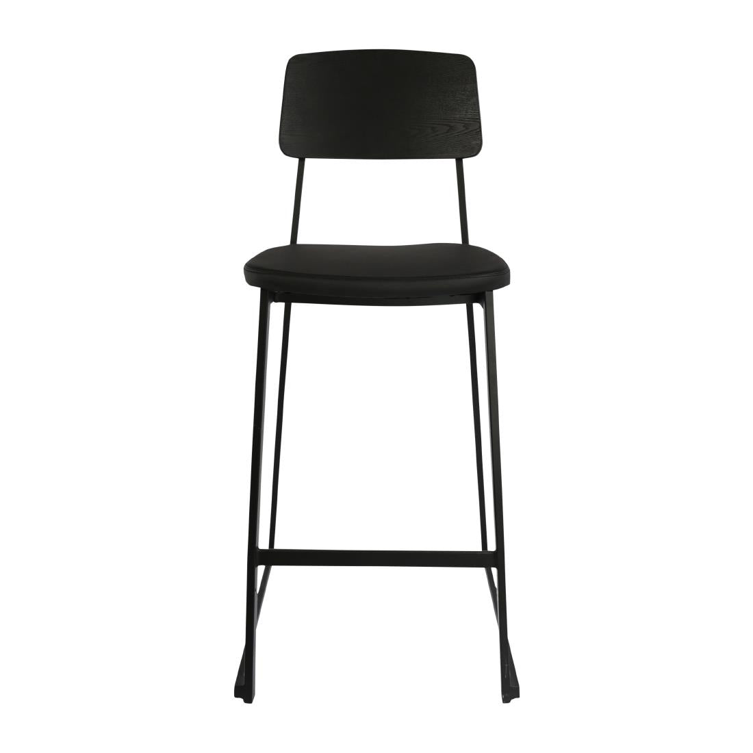 Furnlink Denver Black Vinyl/Black Barstool (2 Pack) • PAS-JD956