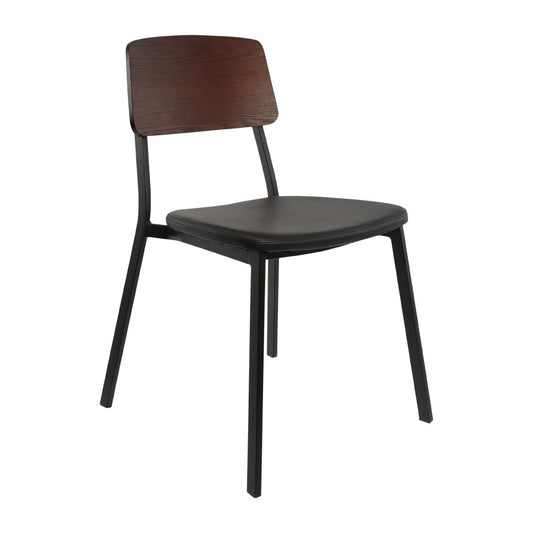 Furnlink Denver Black Vinyl/ Dark Natural Chair (2 Pack) • PAS-JD963
