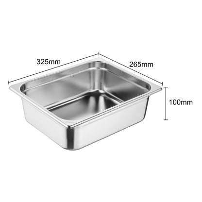 Vogue Stainless Steel Heavy Duty 1/2 Gastronorm Tray 100mm • PAS-JM752
