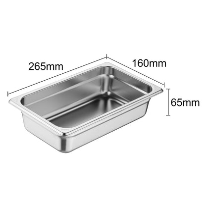 Vogue Heavy Duty Stainless Steel 1/4 Gastronorm Tray 65mm • PAS-JM759