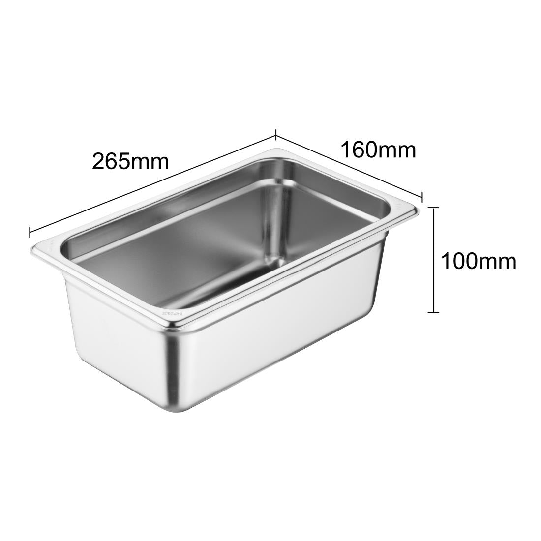 Vogue Heavy Duty Stainless Steel 1/4 Gastronorm Tray 100mm • PAS-JM760
