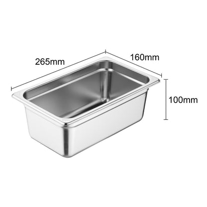Vogue Heavy Duty Stainless Steel 1/4 Gastronorm Tray 100mm • PAS-JM760