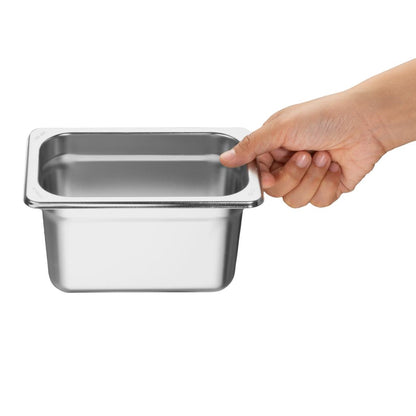 Vogue Heavy Duty Stainless Steel 1/9 Gastronorm Tray 100mm • PAS-JM766