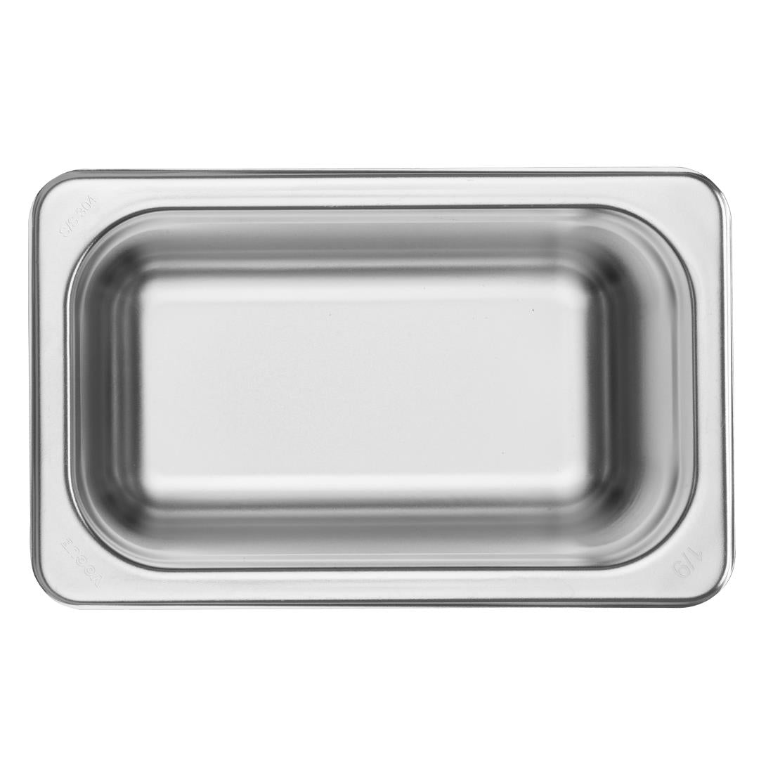 Vogue Heavy Duty Stainless Steel 1/9 Gastronorm Tray 100mm • PAS-JM766