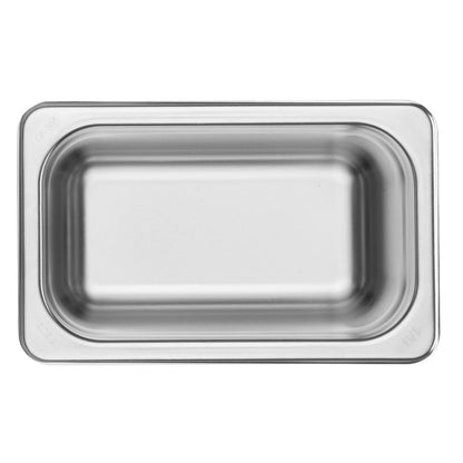 Vogue Heavy Duty Stainless Steel 1/9 Gastronorm Tray 100mm • PAS-JM766
