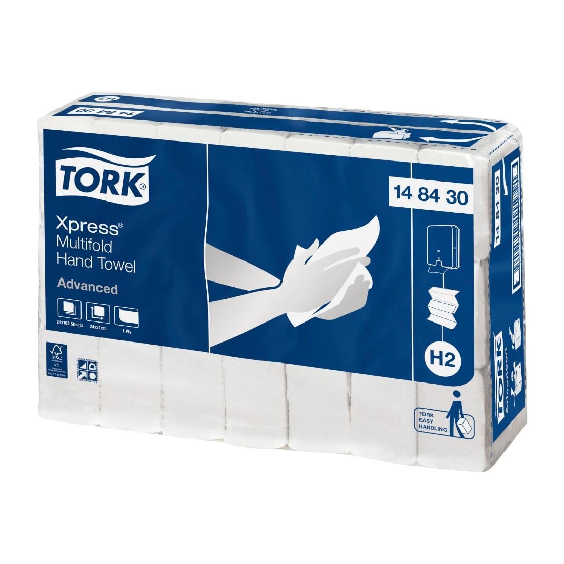Tork Xpress Multifold Hand Towel /Slimline H2 (21 Pack) (21x185 sheets. 240x210mm. 1-ply) • PAS-JZ500