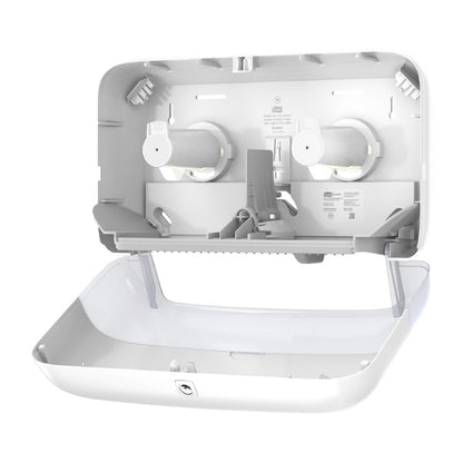 Tork Twin Mini Jumbo White Toilet Roll Dispenser T2 • PAS-JZ512
