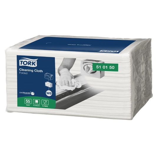 Tork Cleaning Cloth Small Pack W8 (8 Pack) (Sheet size: 385(L)x315(W)mm. 55 sheets per pack. Pack of 8) • PAS-JZ529