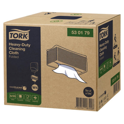 Tork Heavy Duty Cleaning Cloth Folded W4 (4 Pack) (Sheet size: 415(L)x355(W)mm. 104 sheets per pack. Pack of 4) • PAS-JZ530