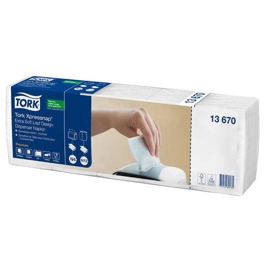 Tork Xpressnap N4 Leaf Image Snack White Dispenser Napkins (8 Pack) (White. 2-ply. Extra Soft. Pack of 8) • PAS-JZ535