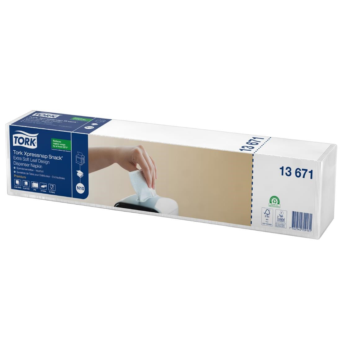 Tork Xpressnap N10 Snack White Dispenser Napkins Leaf Design (8 Pack) (Leaf design. N10. 2-ply. Size: 213(L)x216(W)mm) • PAS-JZ540