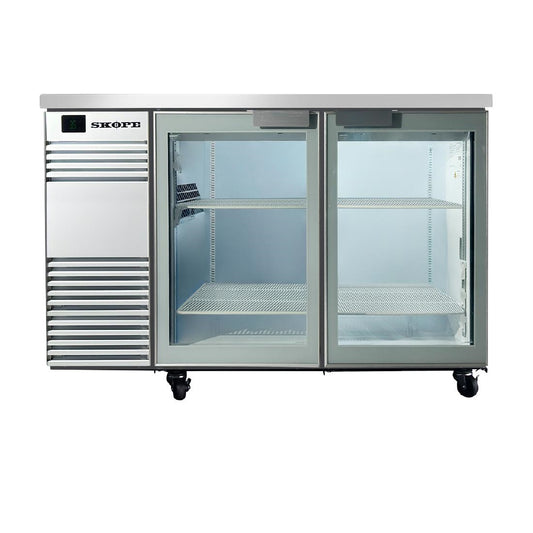 SKOPE BackBar 2 Glass Swing Door Fridge BB.2.GSW White (1028(H)x1480(W)x590(D)mm. R290 refrigerant. 3M1. 2 doors) • PAS-JZ565
